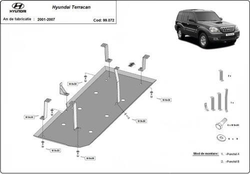 Stalowa płyta pod zbiornik paliwa Hyundai Terracan (2001-2007)