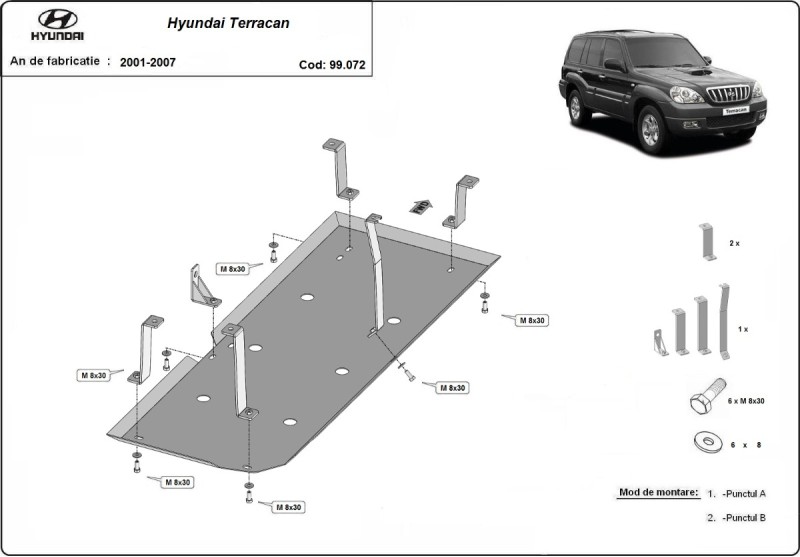 Stalowa płyta pod zbiornik paliwa Hyundai Terracan (2001-2007)
