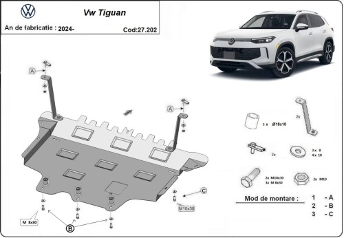 Stalowa płyta pod silnik Volkswagen Tiguan (2025-2026)