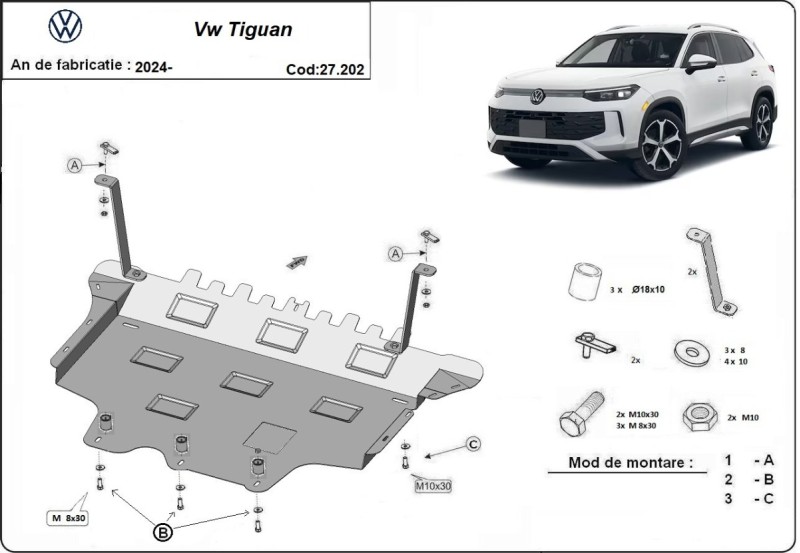 Stalowa płyta pod silnik Volkswagen Tiguan (2025-2026)