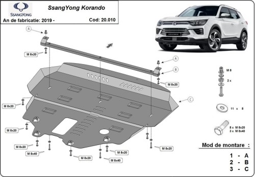 Stalowa płyta pod silnik SsangYong Korando (2019-2026) Stalowa płyta pod silnik SsangYong Korando (2019-2026)
