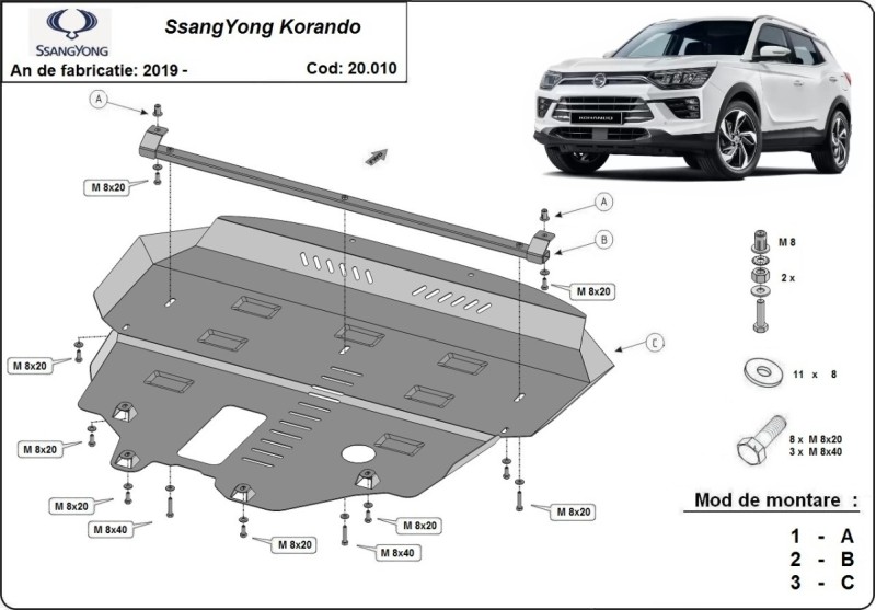 Stalowa płyta pod silnik SsangYong Korando (2019-2026)