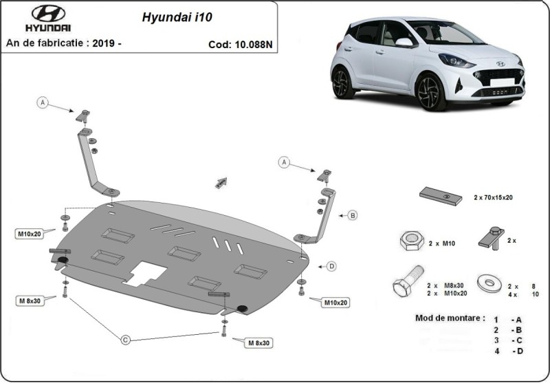 Stalowa płyta pod silnik Hyundai i10 (2019-2026)