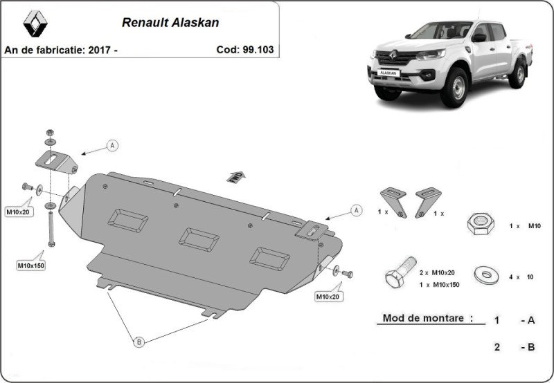 Stalowa płyta pod chłodnicę Renault Alaskan (2017-2026)