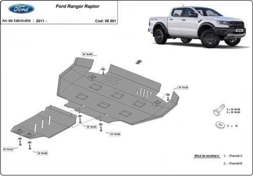 Stalowa płyta pod silnik Ford Ranger Raptor (2020-2023)