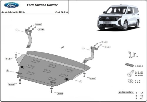 Stalowa płyta pod silnik Ford Tourneo Courier (2023-2026)