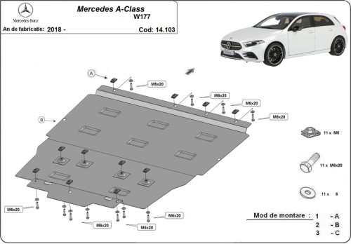 Stalowa płyta pod silnik Mercedes A-Class W177 (2018-2026)