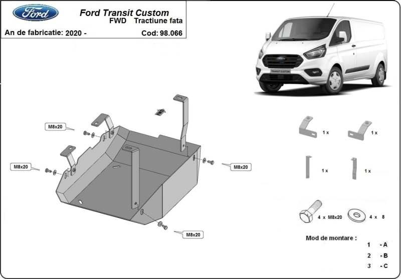 Stalowa płyta pod AdBlue Ford Transit Custom (2020-2023)